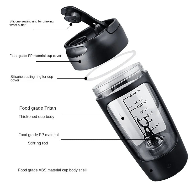 ShakeStream Electric Portable Whey Protein Shaker Bottle