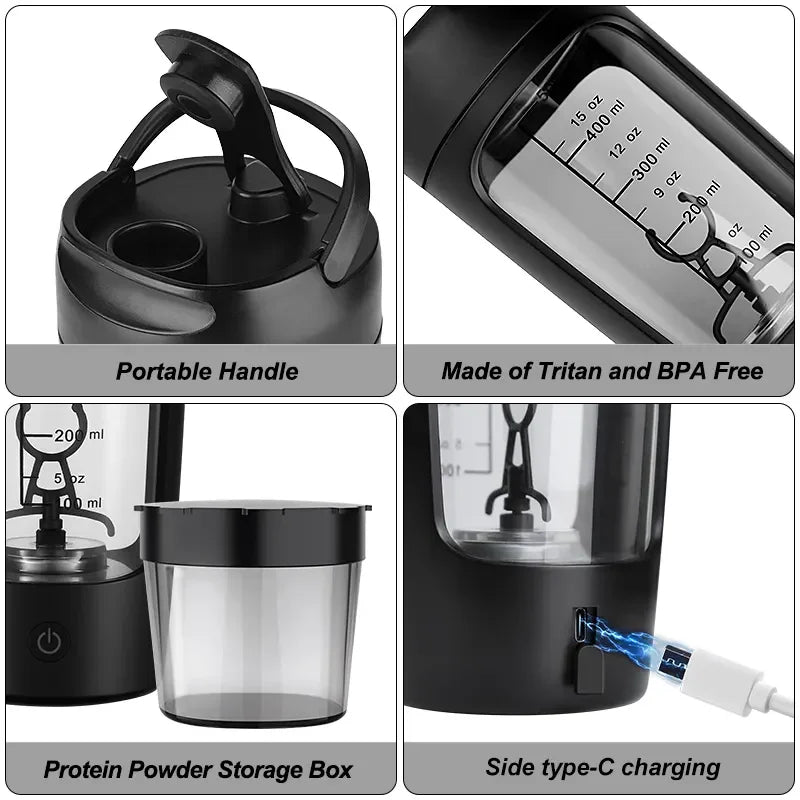 ShakeStream Electric Portable Whey Protein Shaker Bottle